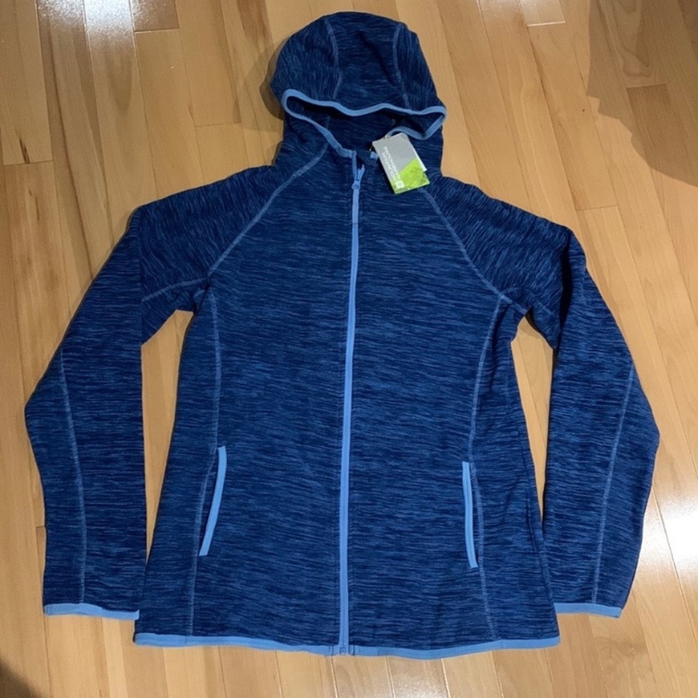 NWT Mountain Warehouse Blue Space Dye Full Zip Fleece Hoodie Jacket - size 8
